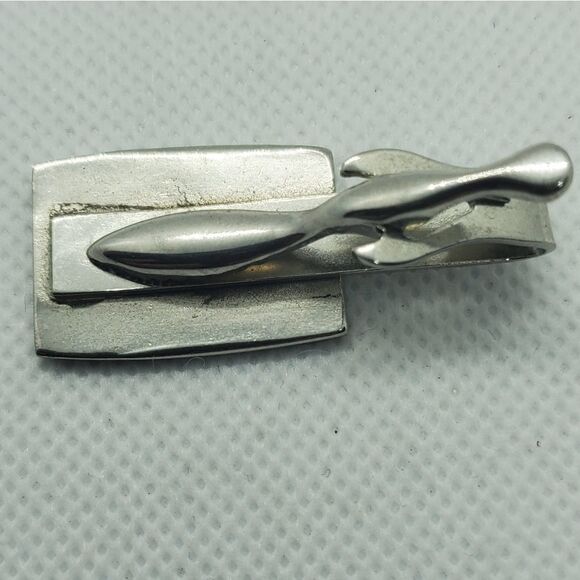 Silver Tone & Black Steamboat Tie Clip - Picture 2 of 2